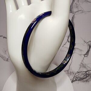 Vintage Blue Floral Cloisonne Enamel Bracelet